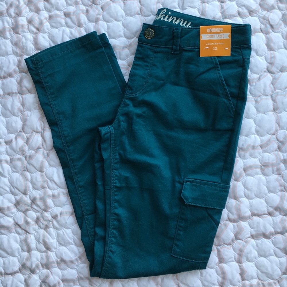 Gymboree Girls Skinny Cargo Pants Green Teal SZ 12